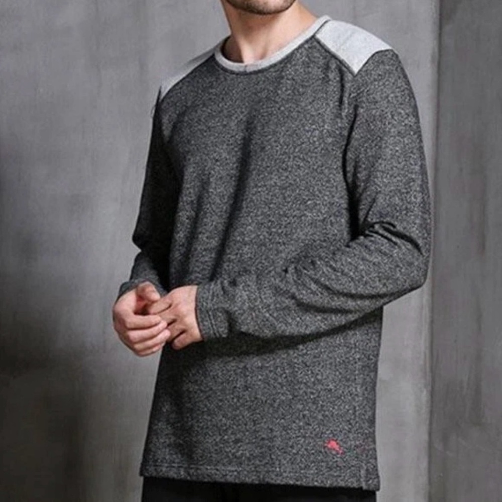 Tommy Bahama Crewneck Lounge Fleece Sweatshirt Mens Gray Black L